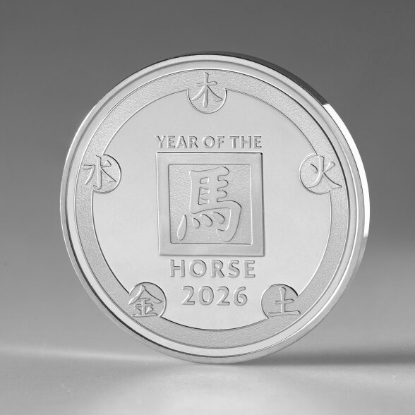 2026-ųjų metų šeimininkui Ugniniam arkliui skirtas sidabrinis medalis 1