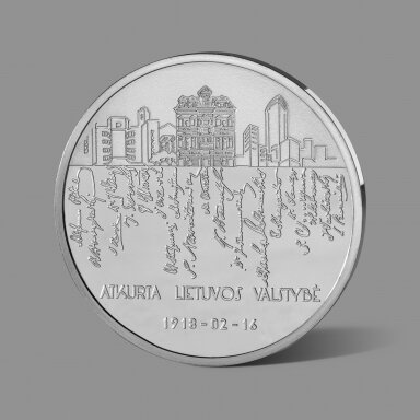 Lietuvos valstybės atkūrimui skirtas gryno sidabro medalis Lietuvos valstybės atkūrimui skirtas gryno sidabro medalis