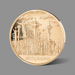 Kryžių kalnui skirtas paauksuotas medalis