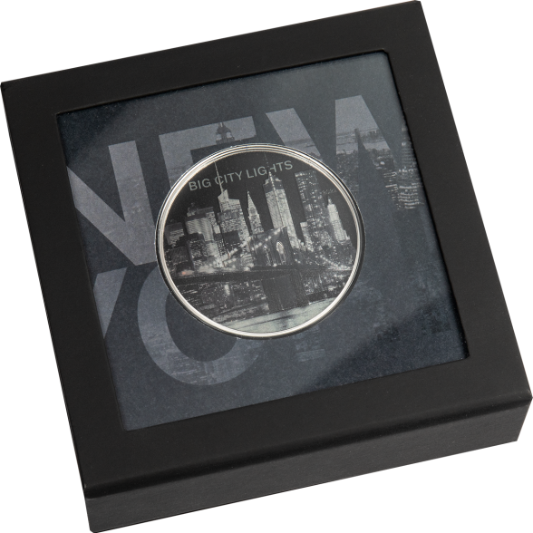 Sidabro moneta naktiniam Niujorko rajonui Manhatanui 3