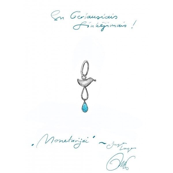 Pakabutis ,,Skaidrus gyvybės lašas" su aukso detalėmis ir deimantu 1