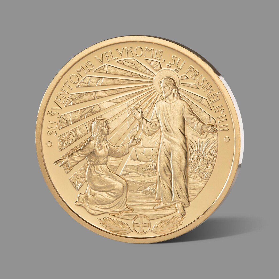 Šv. Velykoms skirtas paauksuotas atminimo medalis